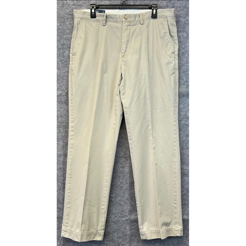 POLO RALPH LAUREN Preston Pant Mens 36x32 Tan Cotton Chino Trousers Pony Logo